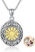 wholesale 925 Sterling Silver Daisy Flower Photo Locket Charm Necklace for Women Girls -0-0