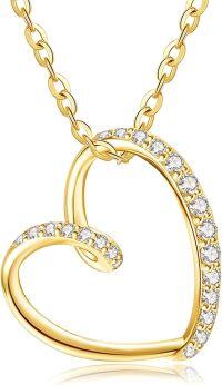wholesale 14K Gold Heart Pendant Diamond Necklace for Women-Heart