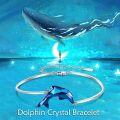 wholesale 925 Sterling Silver Blue Crystal Dolphin Bangle Bracelet for Women-0-1