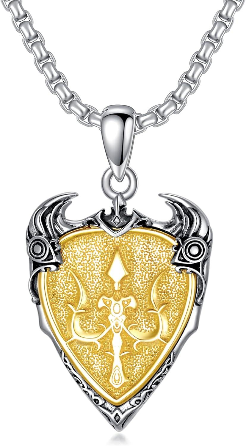 925 Sterling Silver Shield Triskele Pendant with Chain - Greek Mythology Jewelry for Men & Women-0-0