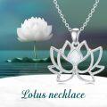 wholesale 925 Sterling Silver White Fire Opal Lotus Flower Pendant Necklace 24 Chain-0-4