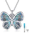 wholesale 925 Sterling Silver Moonstone Butterfly Cremation Jewelry Keepsake Pendant Necklace with Funnel and Fill Tool-0-0