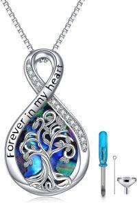 wholesale 925 Sterling Silver Tree of Life Urn Pendant Necklace with Abalone Shell and Fillers Set-Tree of Life Urn Necklace