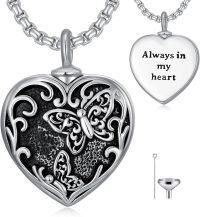 wholesale TOUPOP Butterfly Urn Necklace For Ashes 925 Sterling Silver Heart Cremation Jewelry For Ashes Heart Butterfly Keepsake Necklace For Ashes Memorial Gifts For Women Men -undefined