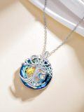 TOUPOP Sterling Silver Crystal Sun Moon Tree Of Life Necklace-0-2