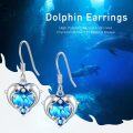 wholesale 925 Sterling Silver Blue Crystal Heart Dolphin Wave Stud Earrings for Women-0-5