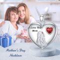 wholesale 925 Sterling Silver Red Crystal Heart Mother's Day Necklace for Mom Grandmother Wife Lover Gifts-0-4