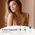 wholesale 925 Sterling Silver Green Heart Cut Stone Evil Eye Cross Drop Earrings for Women-0-3