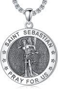 wholesale 925 Sterling Silver &  Saint Sebastian Medal Pendant with Chain - Catholic Protection  for Men and Women-0-0