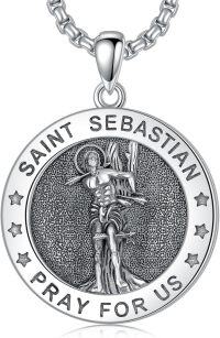wholesale 925 Sterling Silver &  Saint Sebastian Medal Pendant with Chain - Catholic Protection  for Men and Women-J-St Sebatian Necklace A