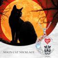 wholesale 925 Sterling Silver Moonstone Cat Family Love Heart Balloon Pendant Necklace for Women-0-2