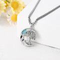wholesale 925 Sterling Silver Turquoise Tree of Life Crescent Moon Necklace Pendant Jewelry for Women Girls Gifts 43mm x 67mm-0-2
