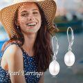 wholesale 925 Sterling Silver Oval Freshwater Cultured Pearl Leverback Earrings-0-5