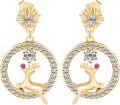 wholesale Gold Deer & Snowflake Design 925 Sterling Silver Austrian Crystal Dangle Earrings Hypoallergenic-0-0