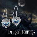 wholesale 925 Sterling Silver Blue Crystal Heart Unicorn Dangle Earrings-0-5