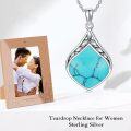 wholesale Sterling Silver Natural Gemstone Teardrop Pendant Necklace-0-46