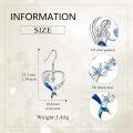 wholesale 925 Sterling Silver Blue Crystal Heart Mermaid Sea Life Drop Dangle Leverback Earrings-0-4