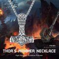 wholesale Silver Plated Copper Oxidized Black Viking Thor Hammer Mjolnir Pendant Necklace-0-5
