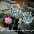 wholesale 925 Sterling Silver Abalone Shell Lotus Flower Hoop Earrings for Women-0-1