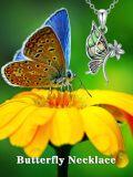 wholesale 925 Sterling Silver Abalone Shell Butterfly Flower Pendant Necklace for Women-0-5
