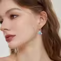 TOUPOP Sterling Silver Turquoise Ocean Animal Dangle Drop Earrings-0-3