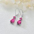 wholesale 925 Sterling Silver Clear Birthstone Dangle Leverback Earrings for Women-0-2