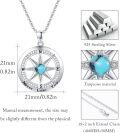 wholesale 925 Sterling Silver Turquoise Compass Pendant Necklace with Cubic Zirconia and Inspirational Message Never Lose Your Way - Graduation Gift for Her Him-0-3