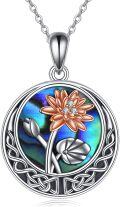 wholesale Sterling Silver Abalone Shell Celtic Knot Birth Flower Necklace for Women-0-27