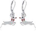wholesale 925 Sterling Silver Christmas Tree Snowflake Reindeer Drop Earrings with Red Bow and Crystal Accents - Festive Holiday Jewelry for Women-0-0