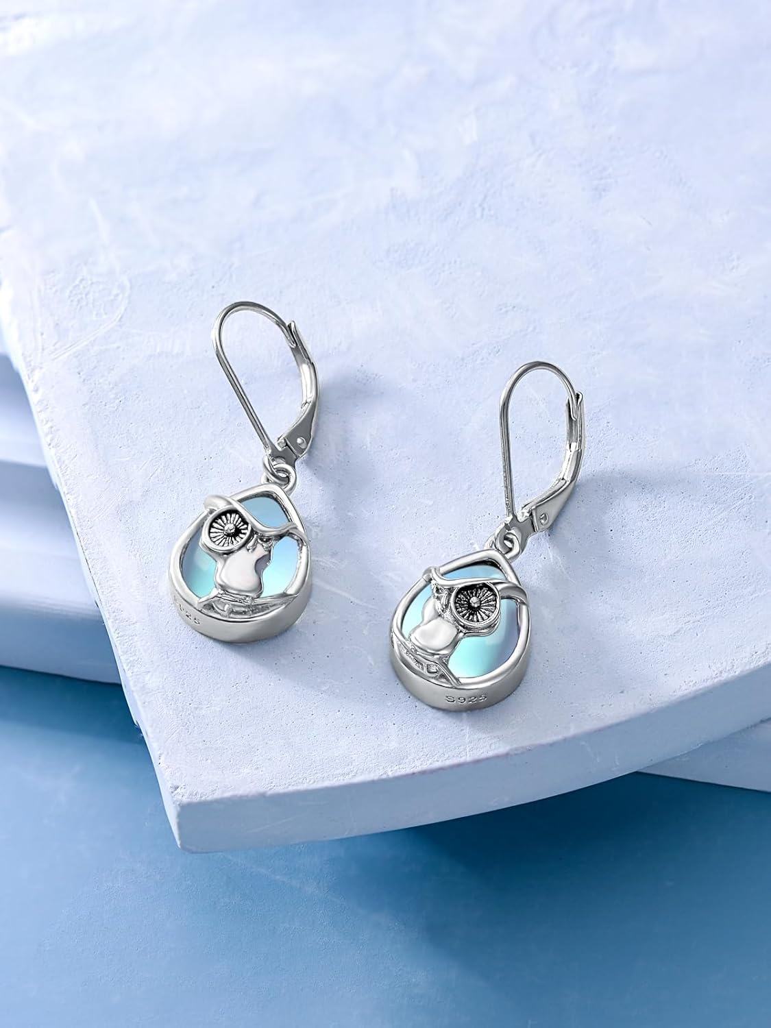 wholesale 925 Sterling Silver Owl Teardrop Dangle Earring  for Women & Girls-0-4