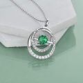 TOUPOP Sterling Silver Emerald Double Circle Pendant Necklace-0-5