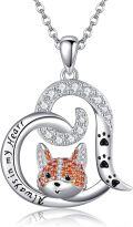 wholesale 925 Sterling Silver Fox Pendant Necklace with Cubic Zirconia and Heart Charm - Gifts for Women & Girls-0-0
