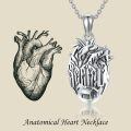 wholesale 925 Sterling Silver Anatomical Heart Tree House Pendant Necklace Oxidized Finish-0-1