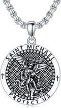 wholesale 925 Sterling Silver Saint Michael Pendant with Archangel Cross and 24+2 Extender Chain Necklace for Men Women Protection -0-0