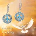 wholesale 925 Sterling Silver Turquoise Stone Celtic Peace Sign Drop Earrings for Women Girls Gift Idea-0-5