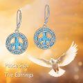 wholesale 925 Sterling Silver Turquoise Stone Celtic Peace Sign Drop Earrings for Women Girls Gift Idea-0-5