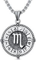 wholesale Sterling Silver Stone Zodiac Necklace 12 Constellation Horoscope Pendant-0-15