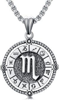 wholesale Sterling Silver Stone Zodiac Necklace 12 Constellation Horoscope Pendant-Scorpio