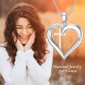 wholesale 925 Sterling Silver Heart with Rose Gold Cross and Diamonds Pendant Necklace for Women-0-4