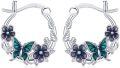 wholesale 925 Sterling Silver Floral Butterfly Huggie Hoop Earrings for Women s-0-0