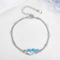 wholesale 925 Sterling Silver Blue Opal Wave & Whale Charm Bracelet for Women-0-4