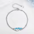 wholesale 925 Sterling Silver Blue Opal Wave & Whale Charm Bracelet Wholesale for Women-0-4