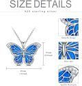 wholesale 925 Sterling Silver Blue Opal Butterfly Pendant Necklace with Cubic Zirconia Accents-0-3