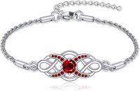 wholesale 925 Sterling Silver Irish Birthstone Celtic Knot Infinity Bracelet-01-Jan-Garnet