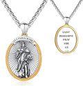 wholesale 925 Sterling Silver 925 Saint Peregrine Medal Pendant Necklace with Cross & Religious Charm - Catholic s for Men/Women-0-0