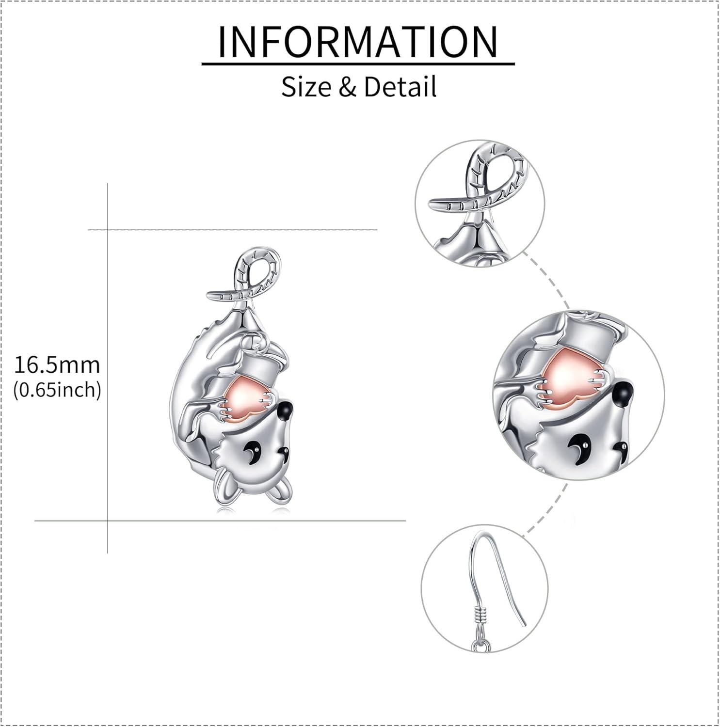 Sterling Silver Stone Possum Heart Earrings Women s Jewelry-0-4