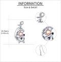 wholesale 925 Sterling Silver Stone Possum Heart Dangle Drop Earrings for Women's Fashion -0-3