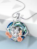 wholesale 925 Sterling Silver Round Blue Crystal Family Tree Pendant Necklaces Gifts for Women-0-4