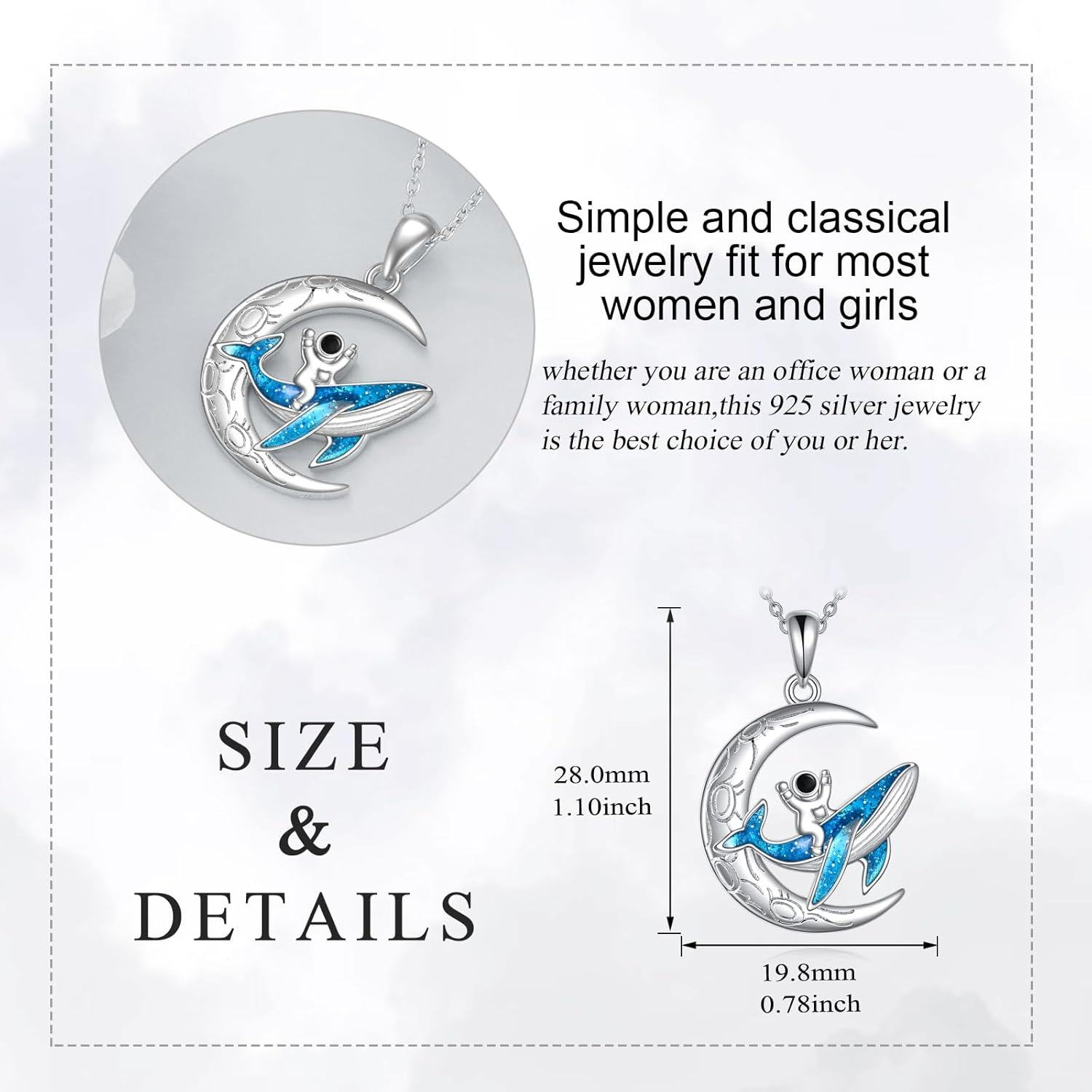  Sterling Silver Space Astronaut Planet Pendant Necklace Jewelry Gift -0-4