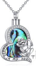 wholesale 925 Sterling Silver Abalone Shell Frog Heart Urn Keepsake Locket Necklace for Ashes with Funnel and Fill Tool - Always in My Heart Memorial  for Loved One-0-0